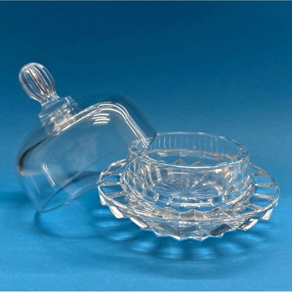 Mikasa Salina clear crystal individual round covered condiment cloche or butter - Picture 2 of 10